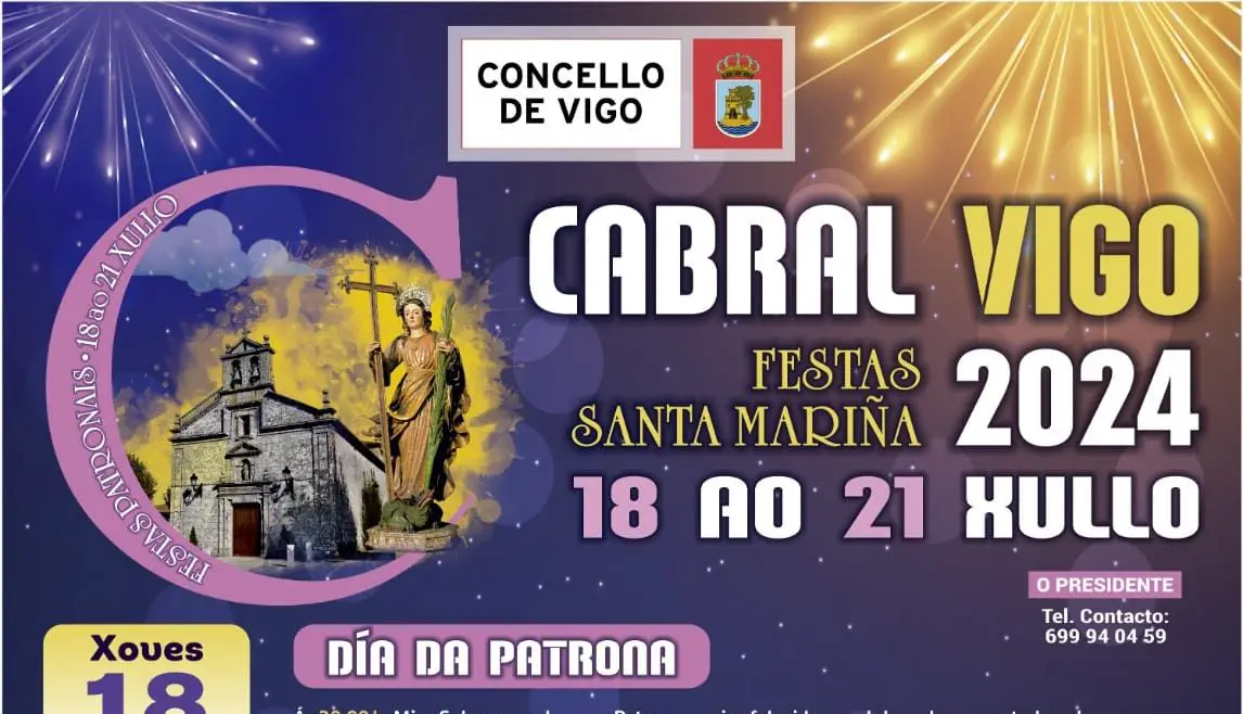 Fiestas Santa Mariña de Cabral en Vigo 2024. Las celebraciones se llevarán a cabo del 18 al 21 de julio. Programación de Eventos