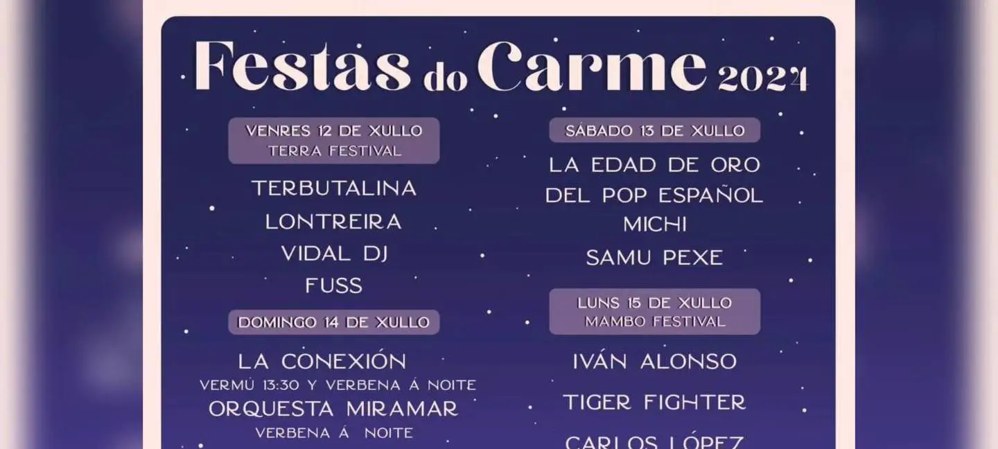 Del 12 al 17 de julio se celebran las Fiestas del Carmen en Moaña 2024